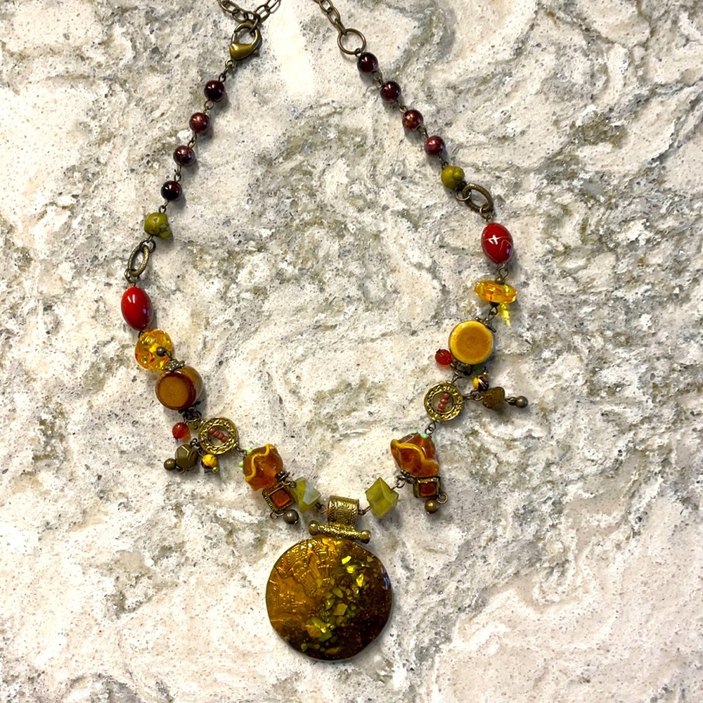 Ali Khan Statement Necklace Boho Beads Pendant